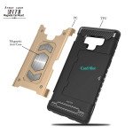 Wholesale Galaxy Note 9 Metallic Plate Case Work with Magnetic Holder and Card Slot (Red)